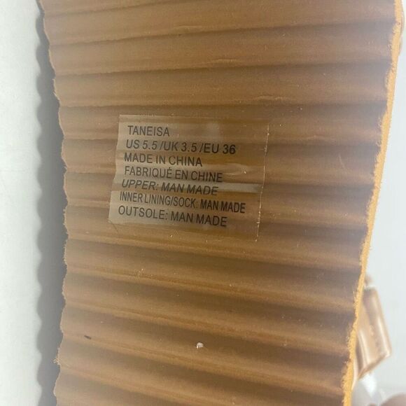 SHOEDAZZLE Taneisa Women’s Rusched Strap Wedge Sandal Size 5.5 Tan - Picture 5 of 9